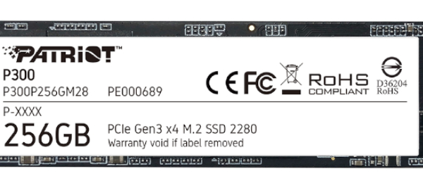 Patriot P300 256GB M.2 PCIe NVMe SSD